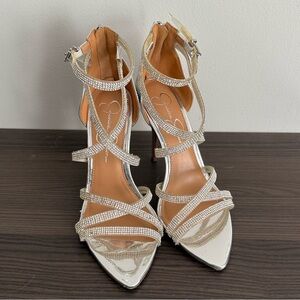 Women’s Jessica Simpson Wylanne Silver Rhinestone Heels - Size 8.5 (worn twice)